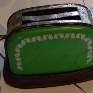 Rare Pattern - Pressed Tin Toy Toaster 1950's Vintage